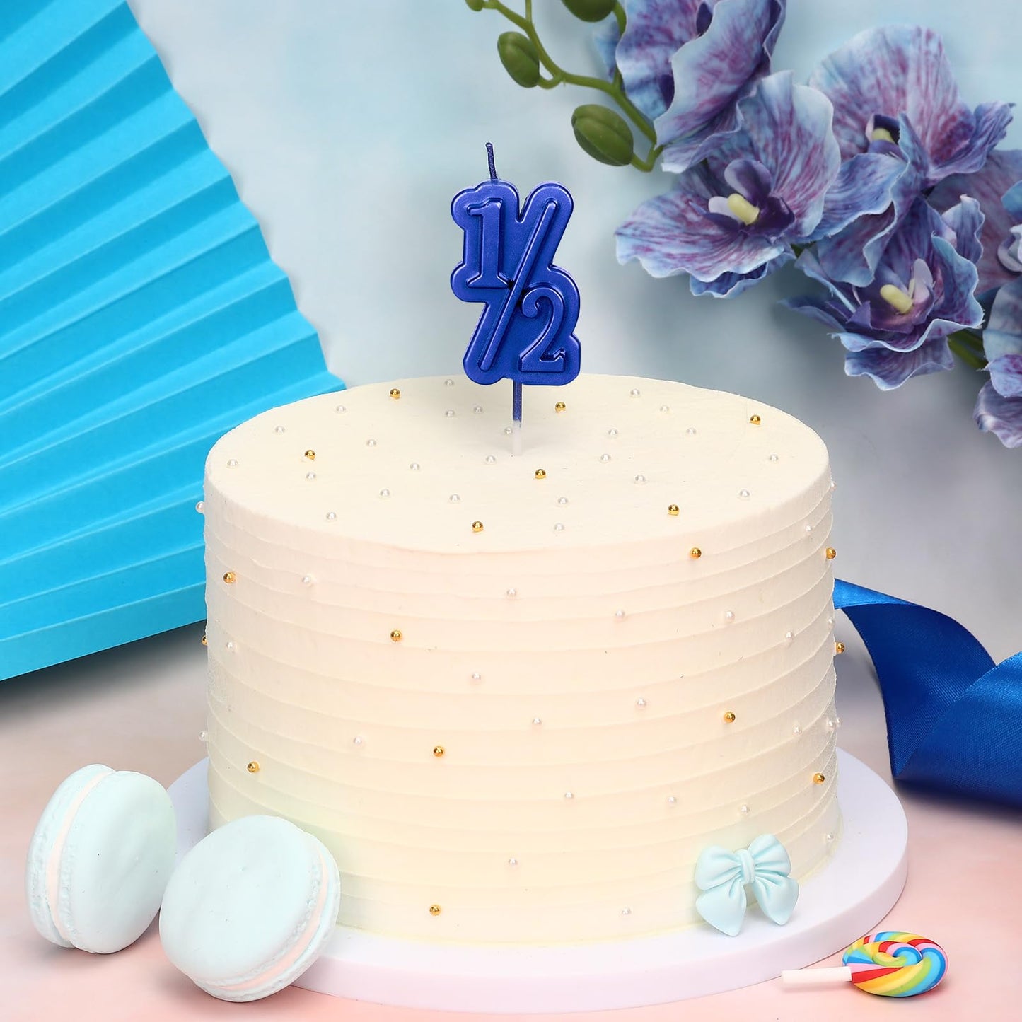 Half Year Birthday Candle, 1/2 Gold Number Birthday Candles, for Baby's Sixth Month Birthday Anniversary Celebration Party Decorations (Gold)