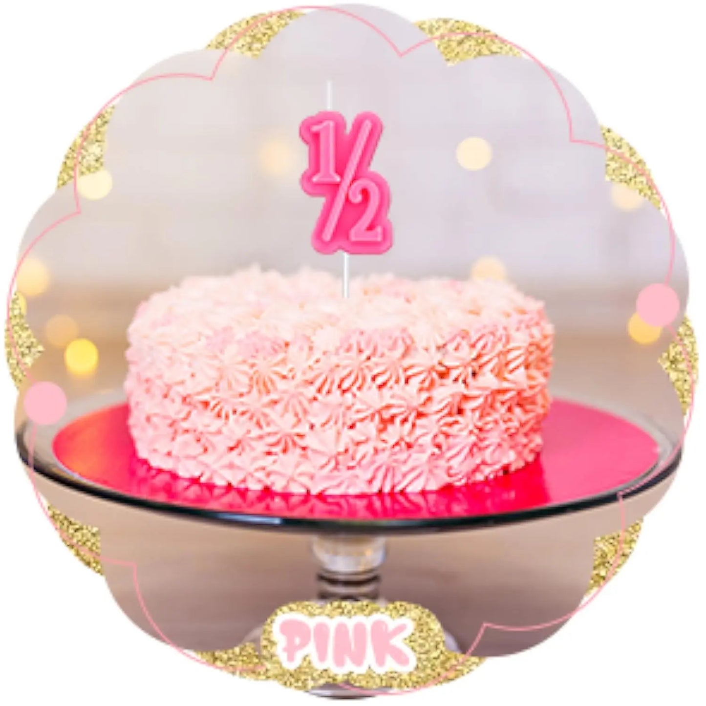 Half Birthday Candle 1/2 Cake Topper Party Decoration for all ages