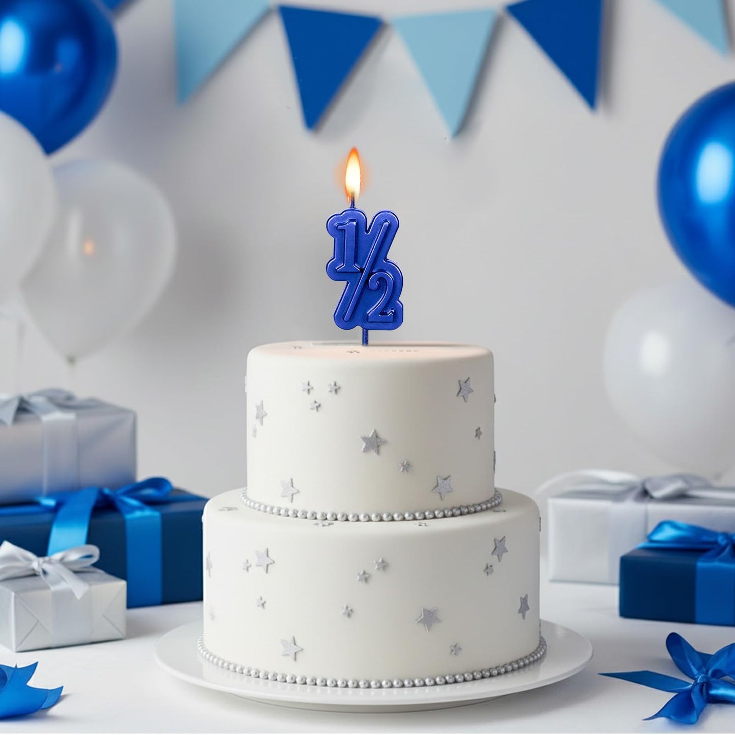 Half Year Birthday Candle, 1/2 Gold Number Birthday Candles, for Baby's Sixth Month Birthday Anniversary Celebration Party Decorations (Gold)