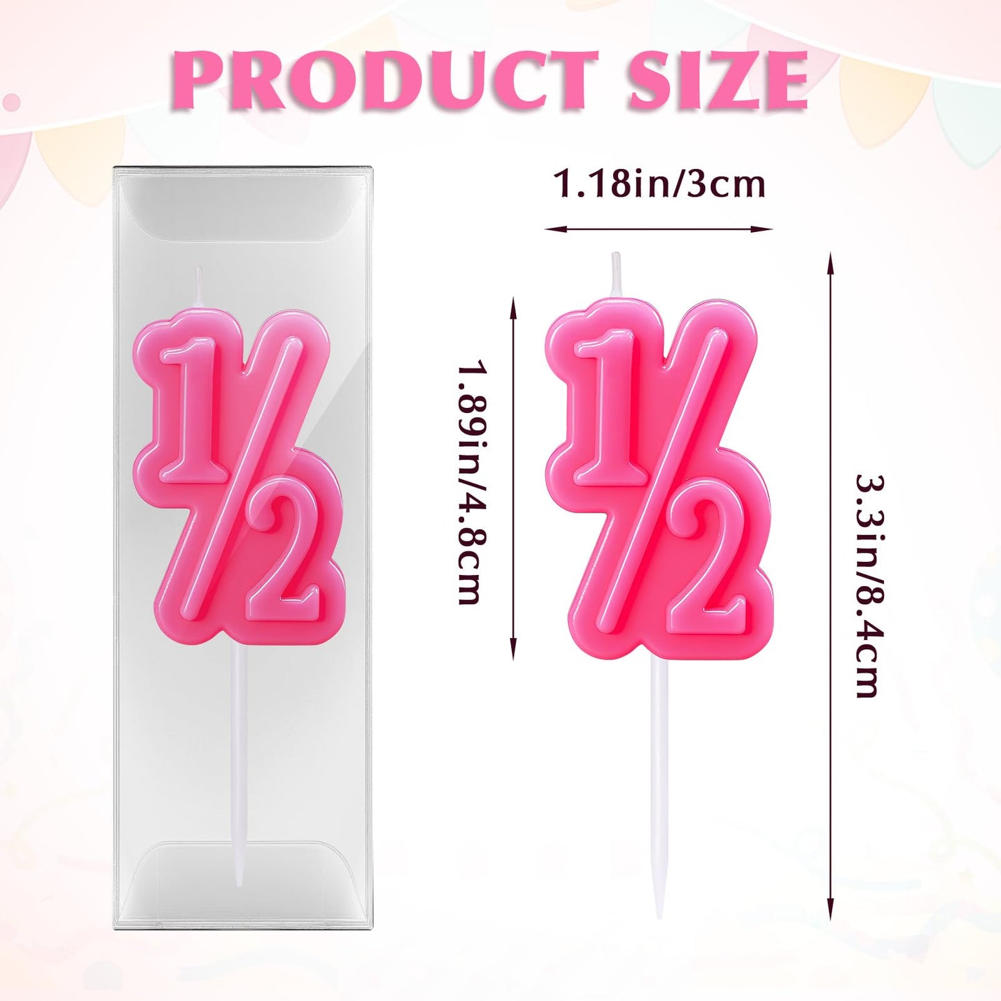 Half Year Birthday Candle, 1/2 Gold Number Birthday Candles, for Baby's Sixth Month Birthday Anniversary Celebration Party Decorations (Gold)