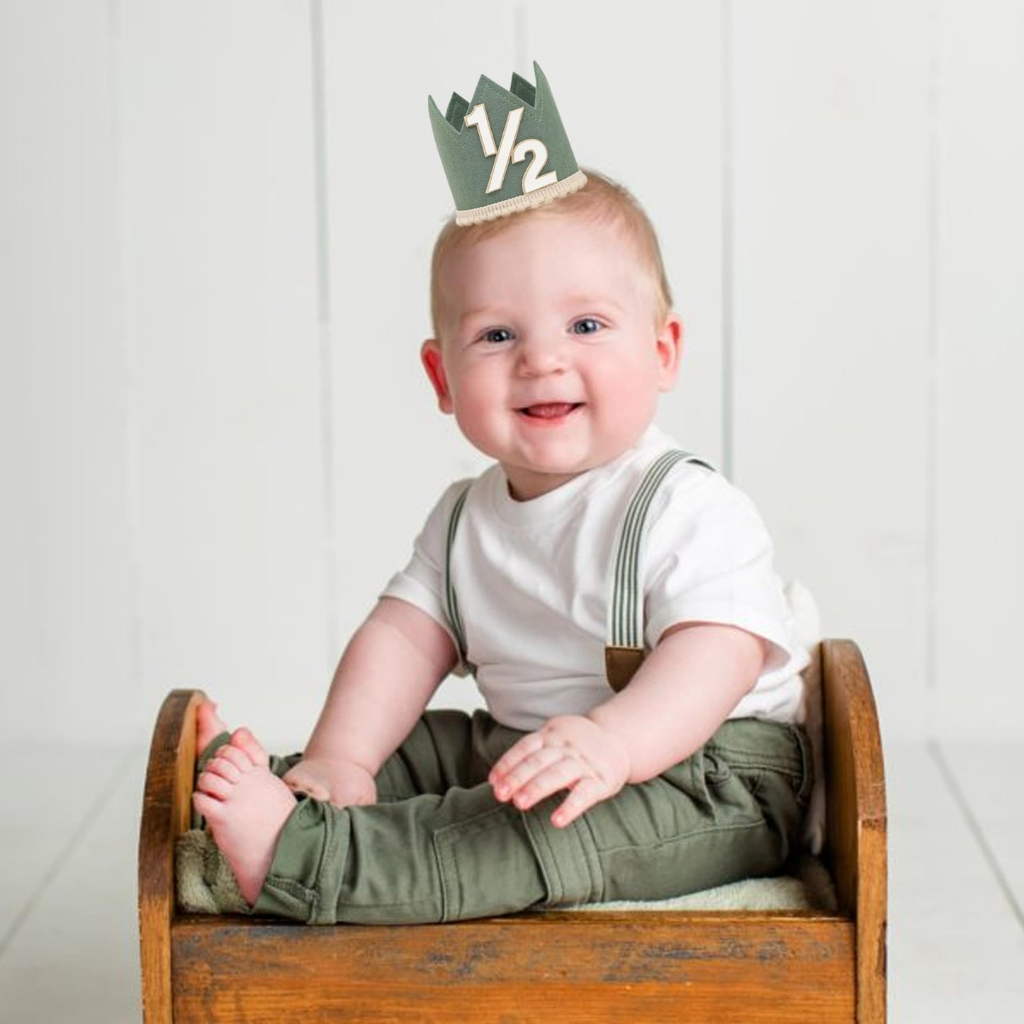 Simple Half Birthday Party Crown - Classic 1/2 Birthday Hat for Six Months Celebration,Unisex Photo Prop&Decorations