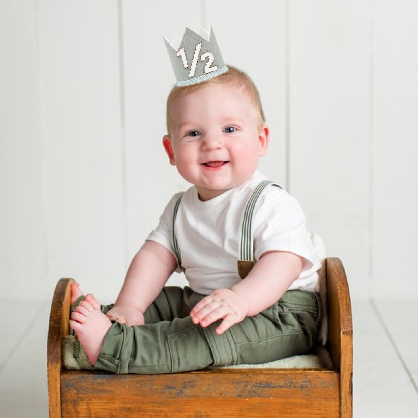 Simple Half Birthday Party Crown - Classic 1/2 Birthday Hat for Six Months Celebration,Unisex Photo Prop&Decorations