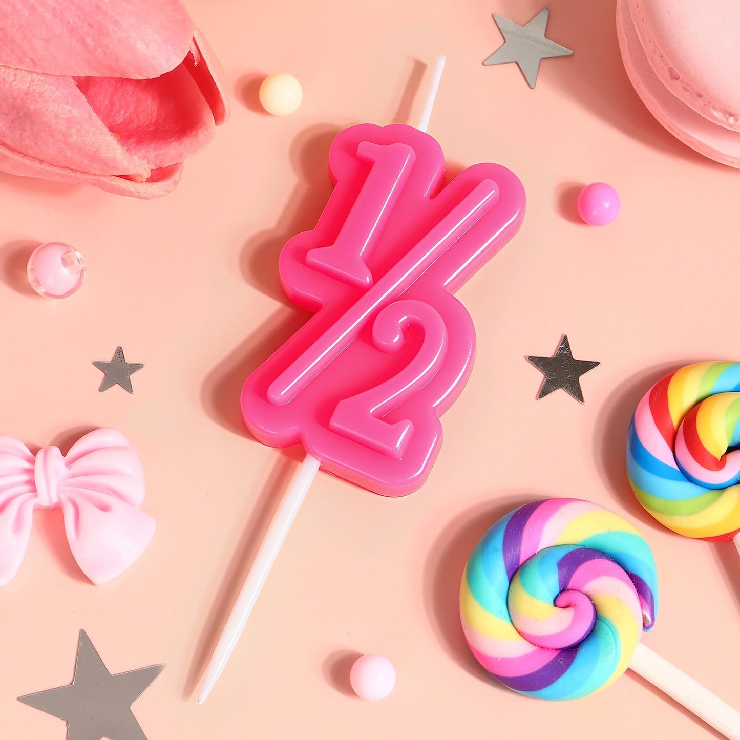 Half Year Birthday Candle, 1/2 Gold Number Birthday Candles, for Baby's Sixth Month Birthday Anniversary Celebration Party Decorations (Gold)