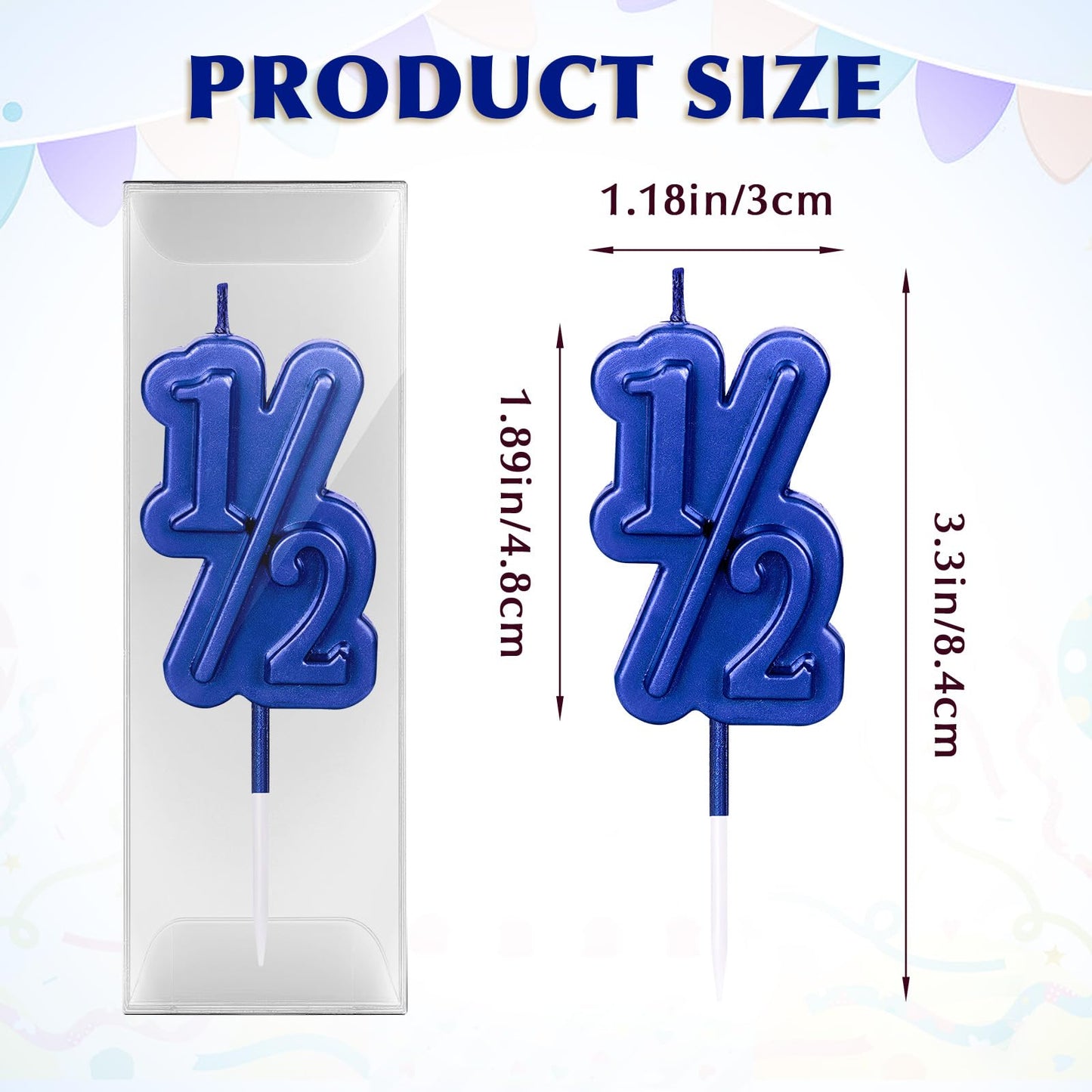 Half Year Birthday Candle, 1/2 Gold Number Birthday Candles, for Baby's Sixth Month Birthday Anniversary Celebration Party Decorations (Gold)