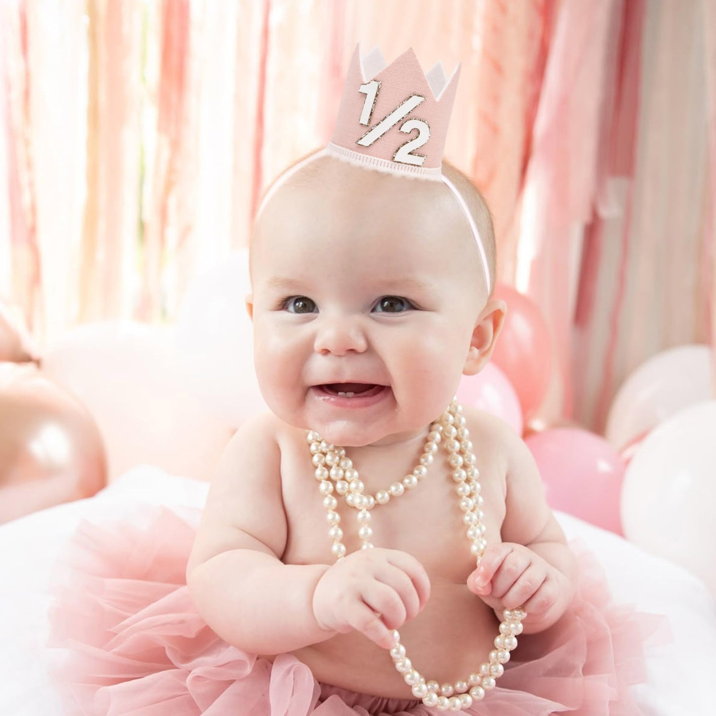 Simple Half Birthday Party Crown - Classic 1/2 Birthday Hat for Six Months Celebration,Unisex Photo Prop&Decorations