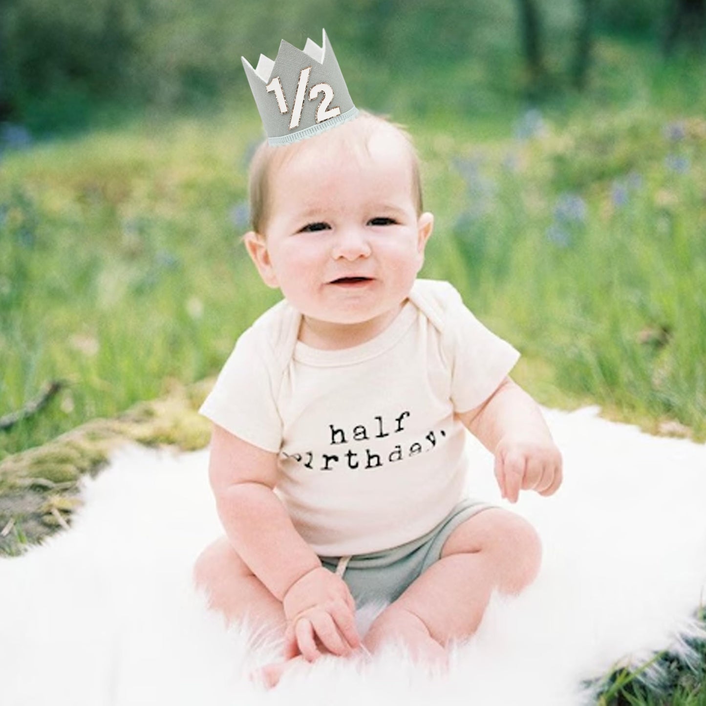 Simple Half Birthday Party Crown - Classic 1/2 Birthday Hat for Six Months Celebration,Unisex Photo Prop&Decorations