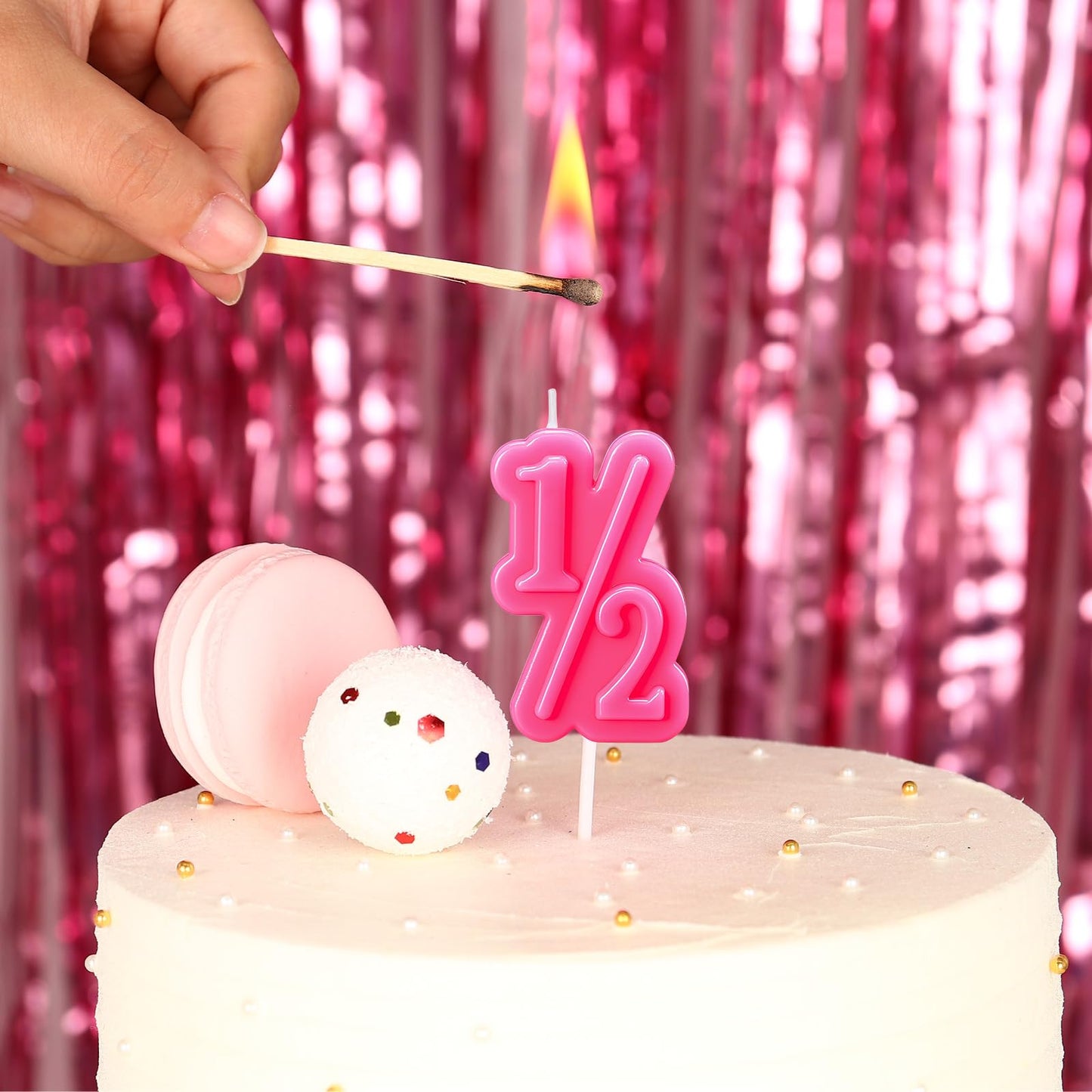 Half Year Birthday Candle, 1/2 Gold Number Birthday Candles, for Baby's Sixth Month Birthday Anniversary Celebration Party Decorations (Gold)