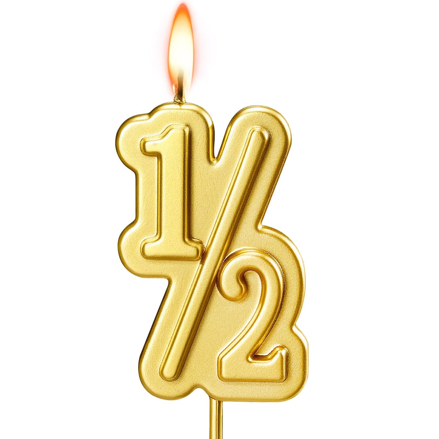 Half Year Birthday Candle, 1/2 Gold Number Birthday Candles, for Baby's Sixth Month Birthday Anniversary Celebration Party Decorations (Gold)