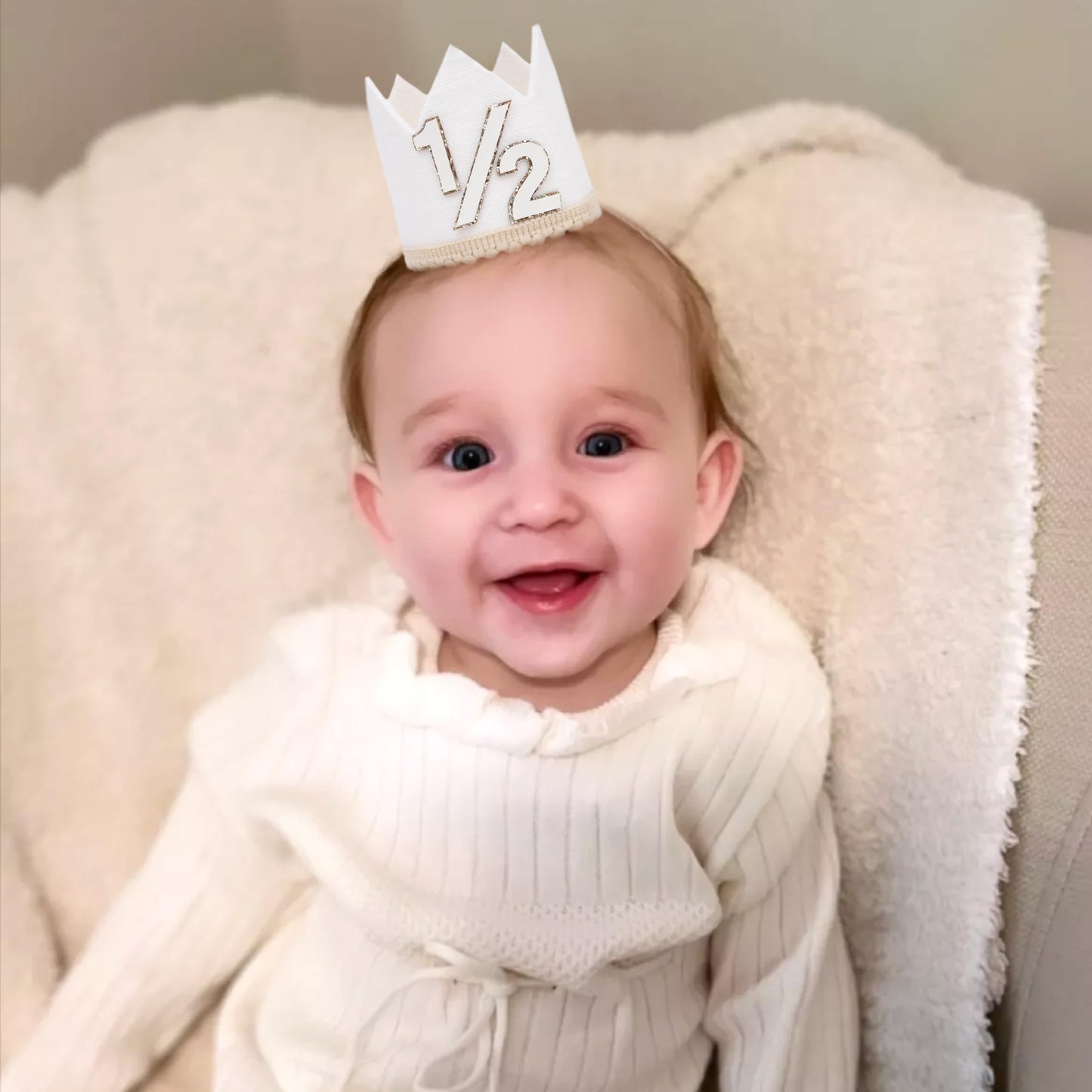 Simple Half Birthday Party Crown - Classic 1/2 Birthday Hat for Six Months Celebration,Unisex Photo Prop&Decorations