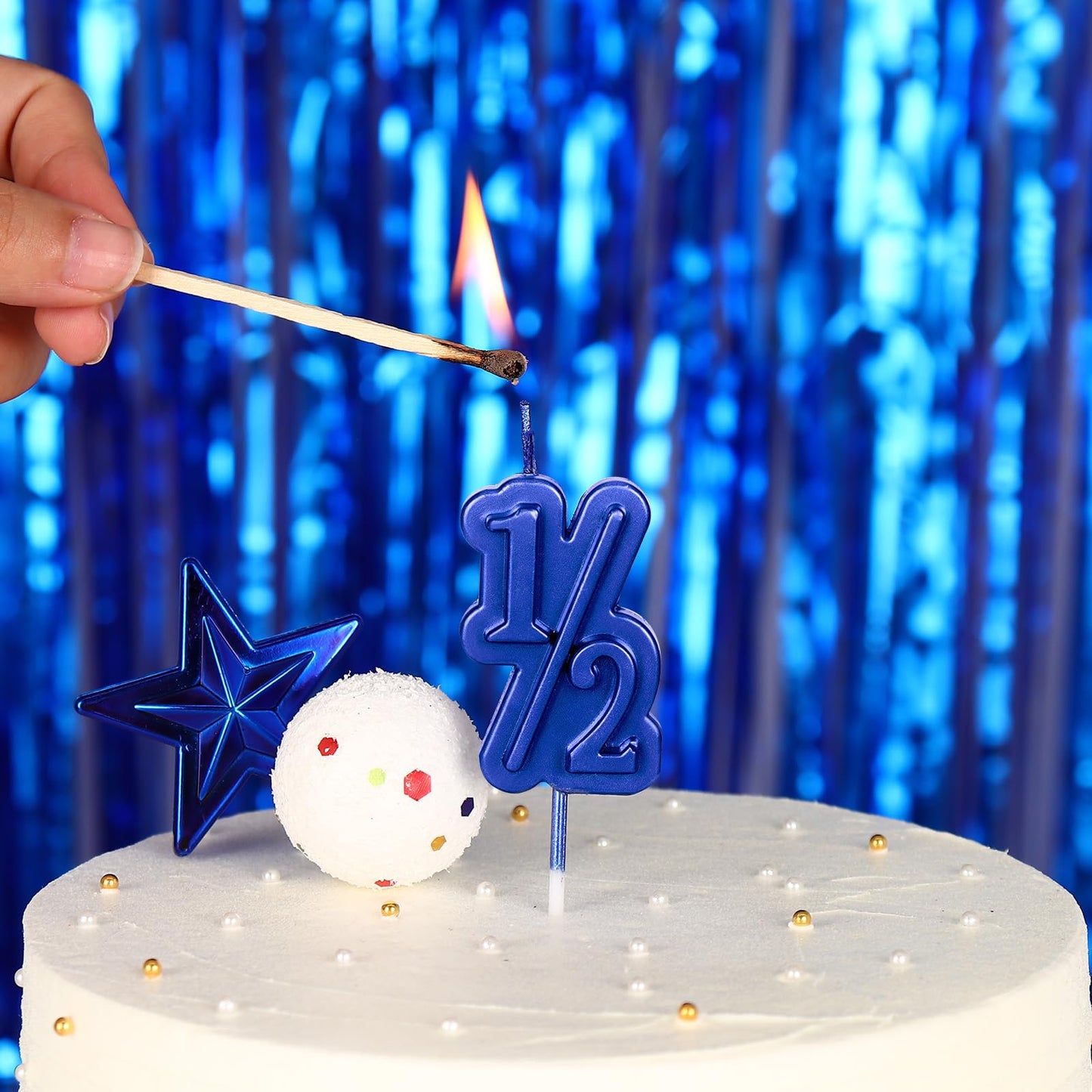 Half Year Birthday Candle, 1/2 Gold Number Birthday Candles, for Baby's Sixth Month Birthday Anniversary Celebration Party Decorations (Gold)