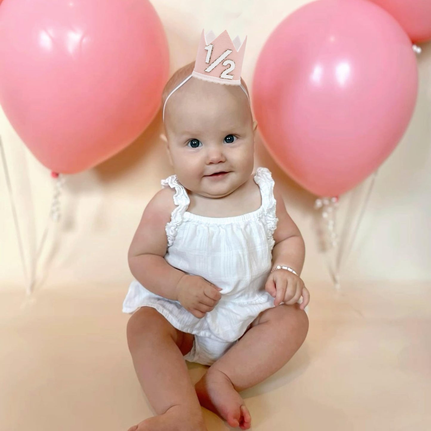 Simple Half Birthday Party Crown - Classic 1/2 Birthday Hat for Six Months Celebration,Unisex Photo Prop&Decorations