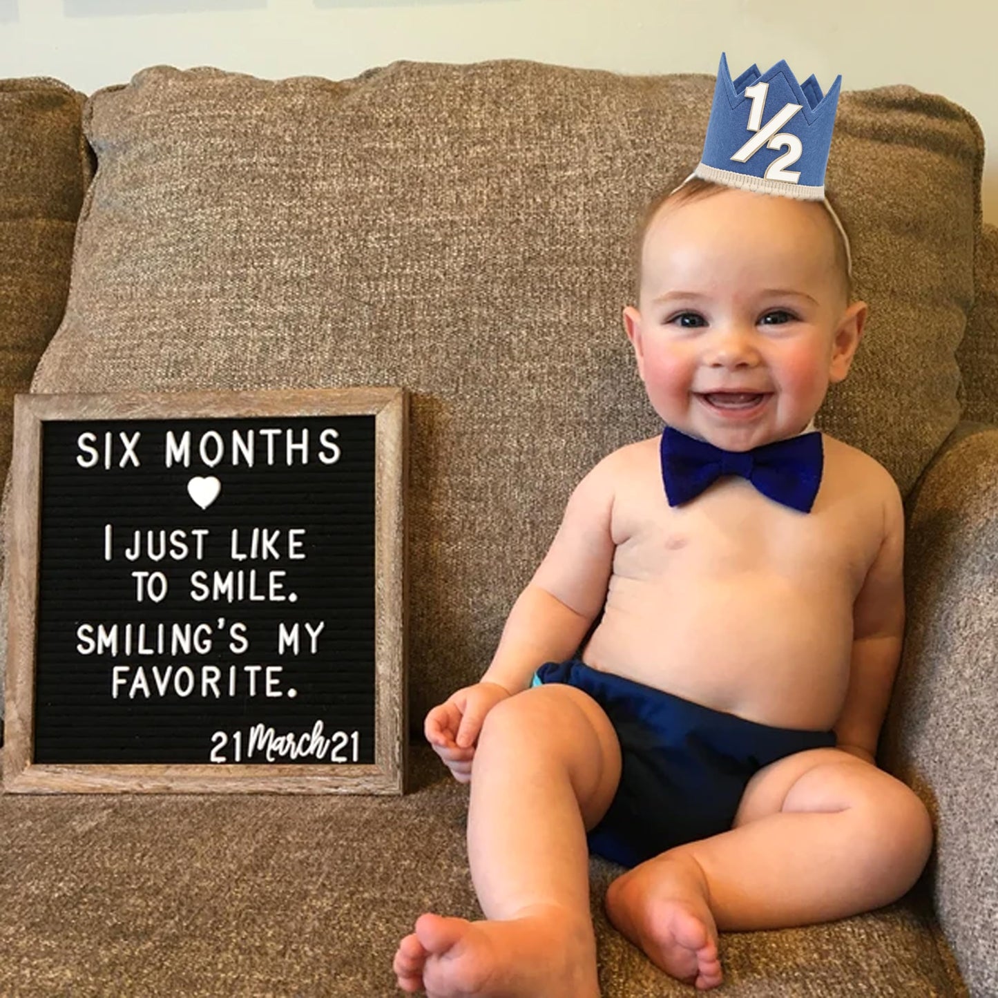 Simple Half Birthday Party Crown - Classic 1/2 Birthday Hat for Six Months Celebration,Unisex Photo Prop&Decorations