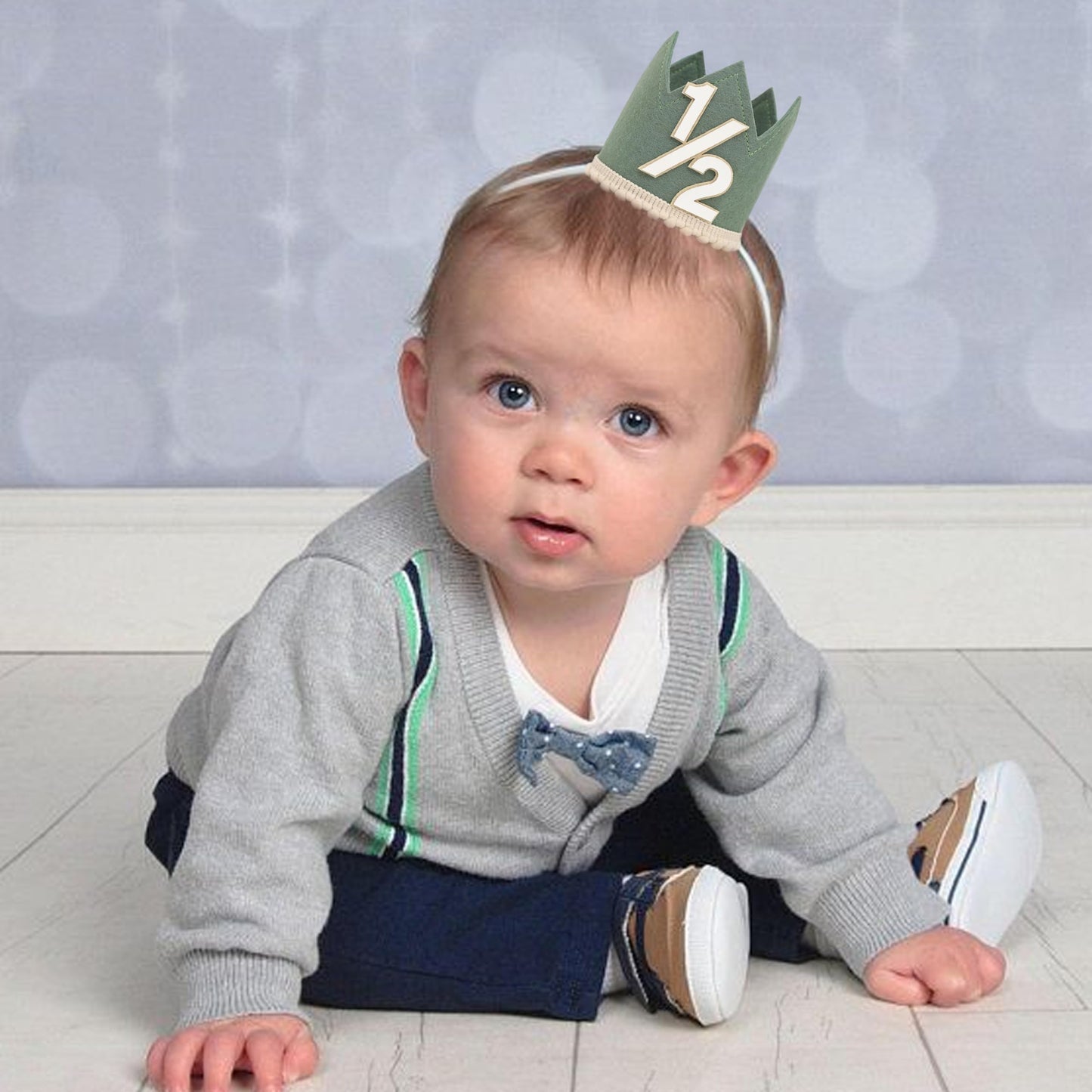 Simple Half Birthday Party Crown - Classic 1/2 Birthday Hat for Six Months Celebration,Unisex Photo Prop&Decorations