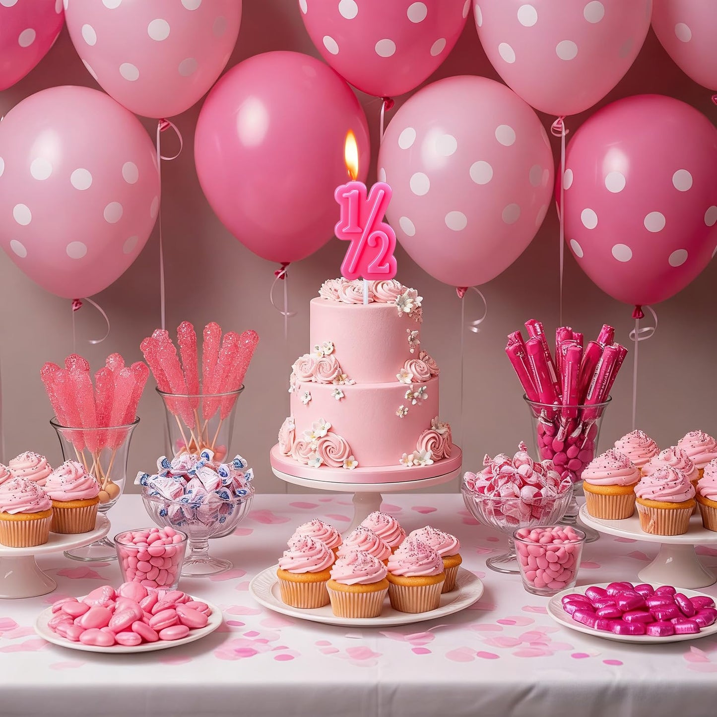 Half Year Birthday Candle, 1/2 Gold Number Birthday Candles, for Baby's Sixth Month Birthday Anniversary Celebration Party Decorations (Gold)