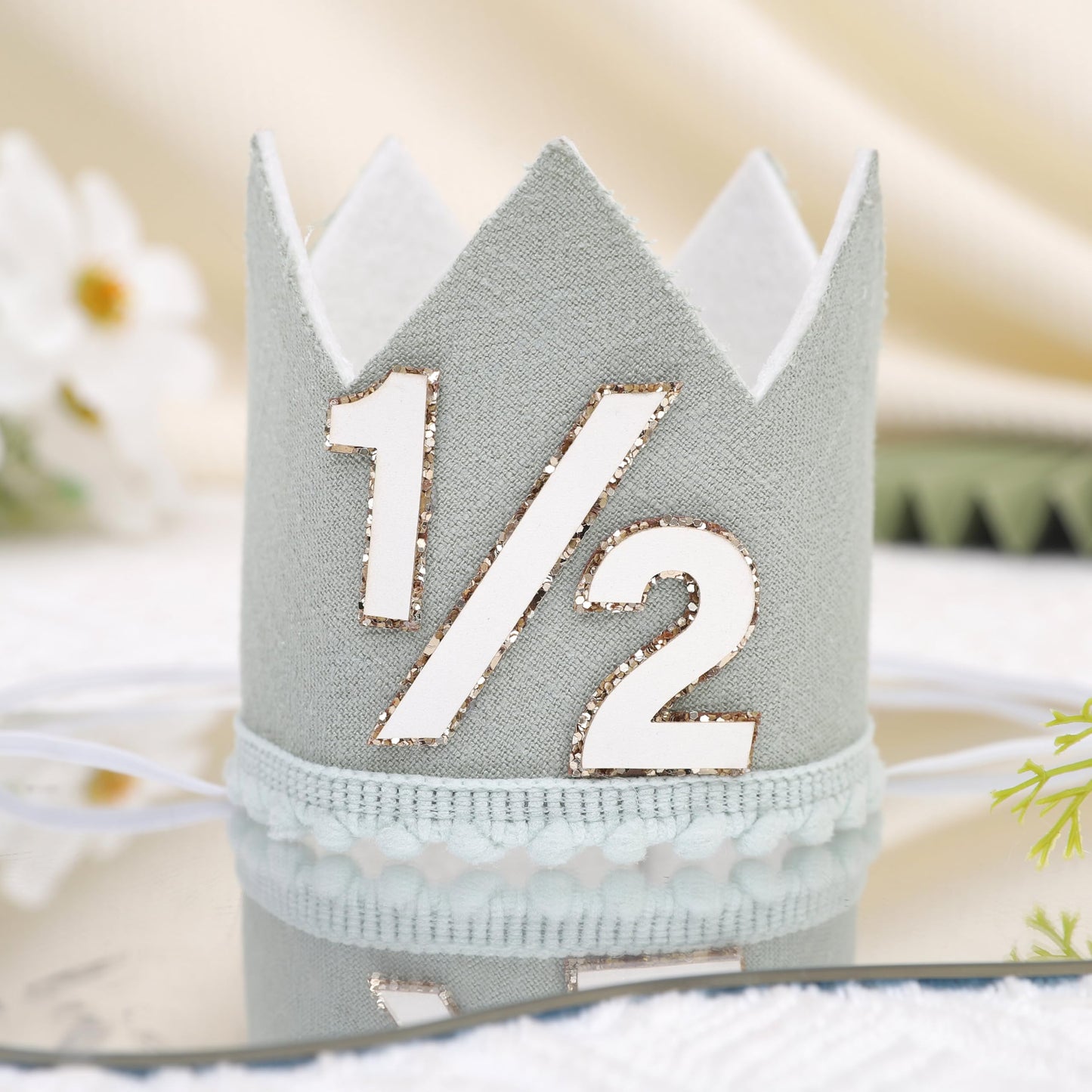 Simple Half Birthday Party Crown - Classic 1/2 Birthday Hat for Six Months Celebration,Unisex Photo Prop&Decorations