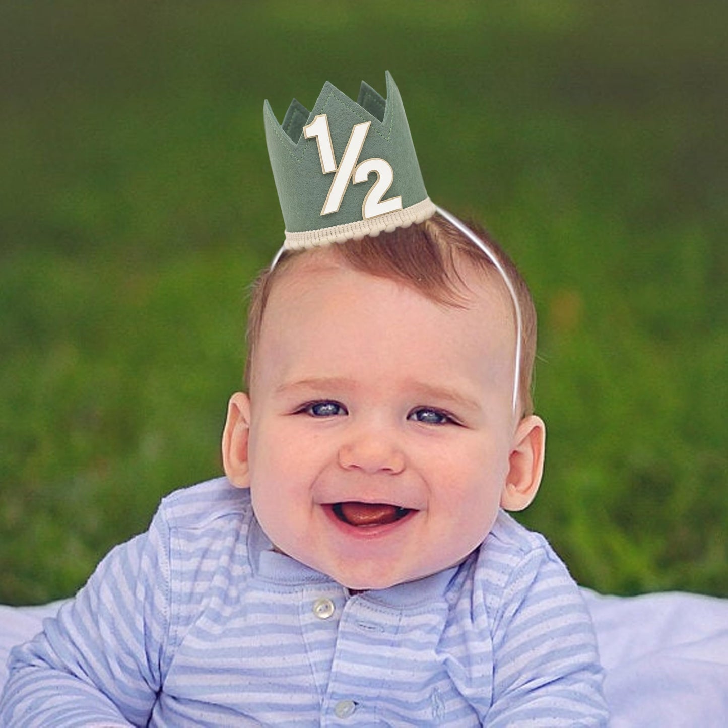Simple Half Birthday Party Crown - Classic 1/2 Birthday Hat for Six Months Celebration,Unisex Photo Prop&Decorations