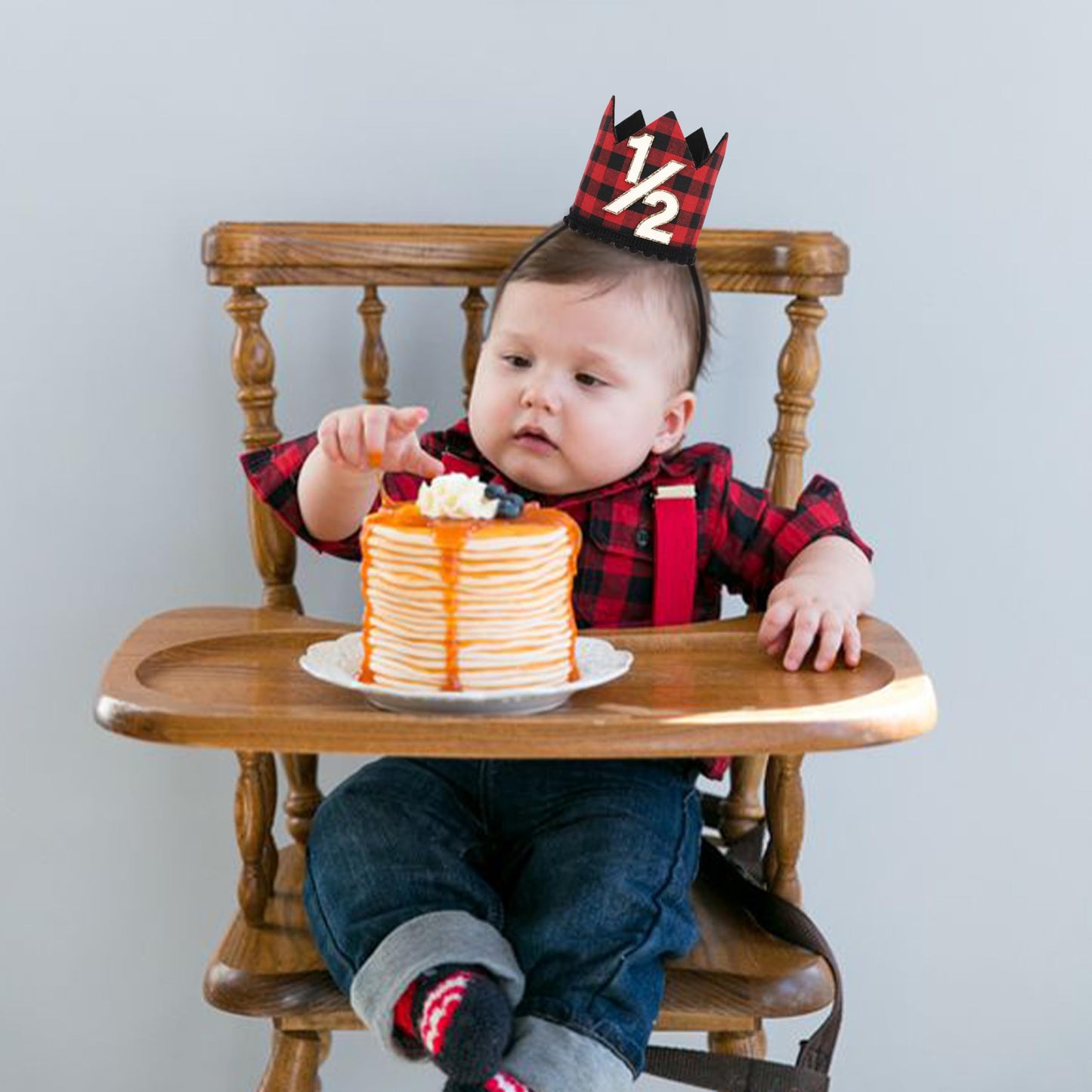 Simple Half Birthday Party Crown - Classic 1/2 Birthday Hat for Six Months Celebration,Unisex Photo Prop&Decorations