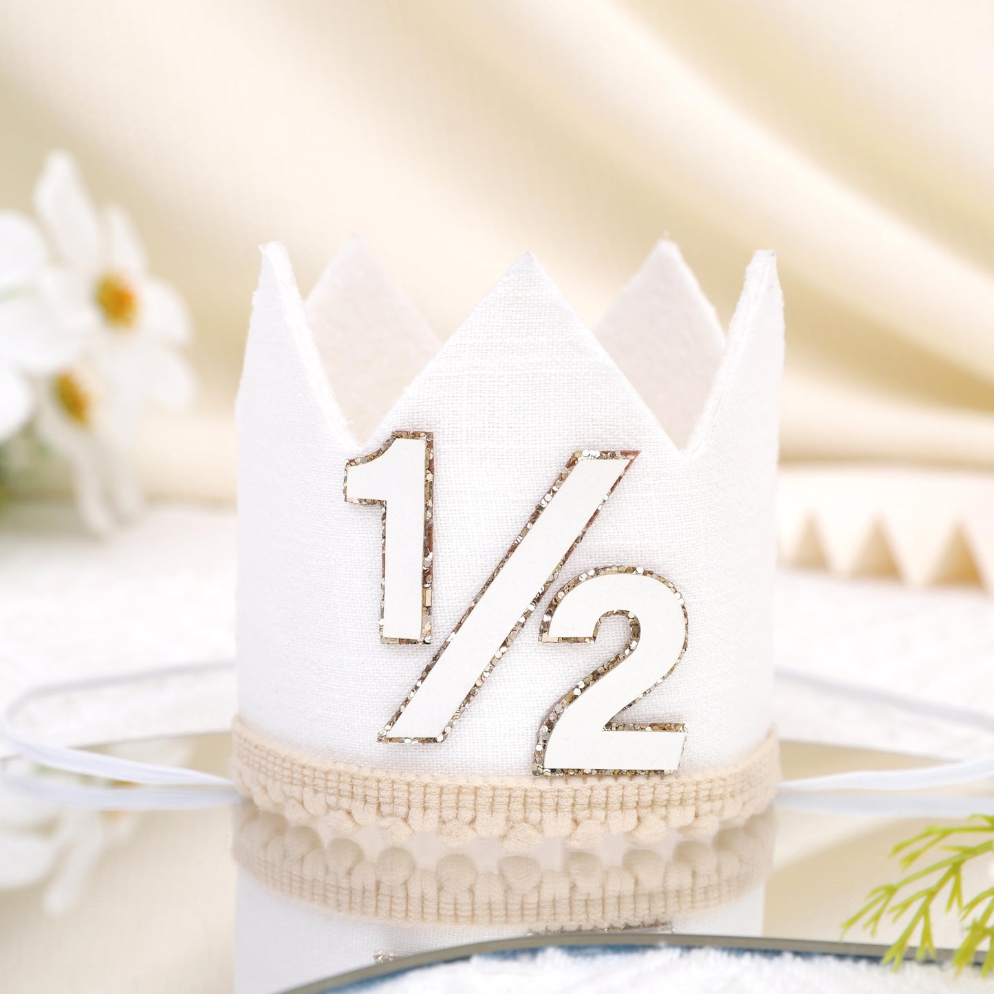 Simple Half Birthday Party Crown - Classic 1/2 Birthday Hat for Six Months Celebration,Unisex Photo Prop&Decorations