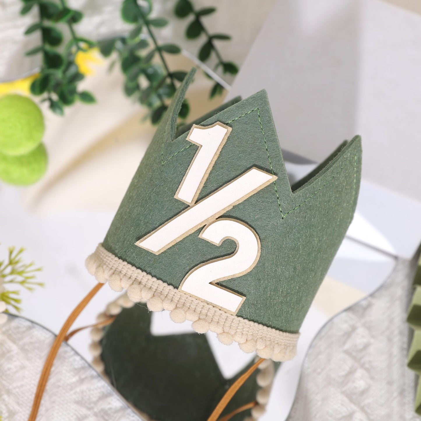 Simple Half Birthday Party Crown - Classic 1/2 Birthday Hat for Six Months Celebration,Unisex Photo Prop&Decorations