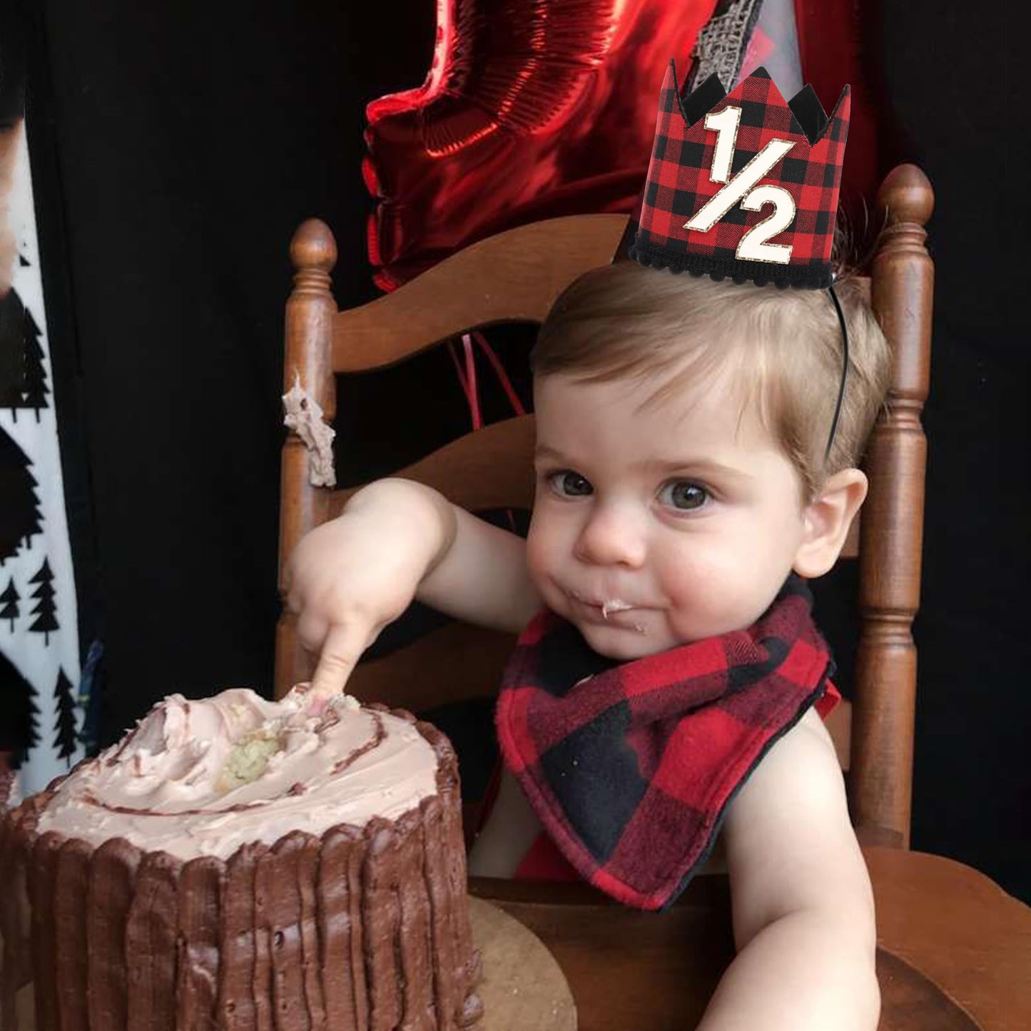 Simple Half Birthday Party Crown - Classic 1/2 Birthday Hat for Six Months Celebration,Unisex Photo Prop&Decorations