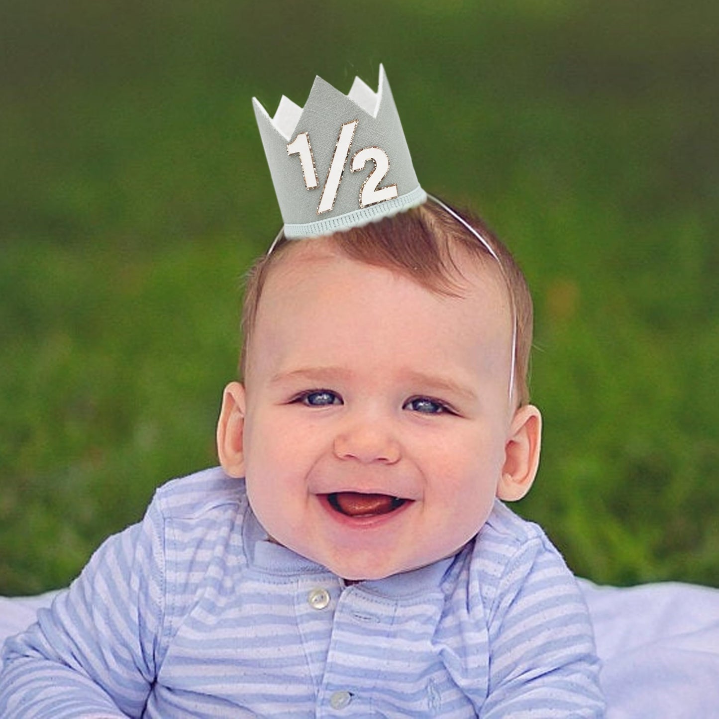 Simple Half Birthday Party Crown - Classic 1/2 Birthday Hat for Six Months Celebration,Unisex Photo Prop&Decorations