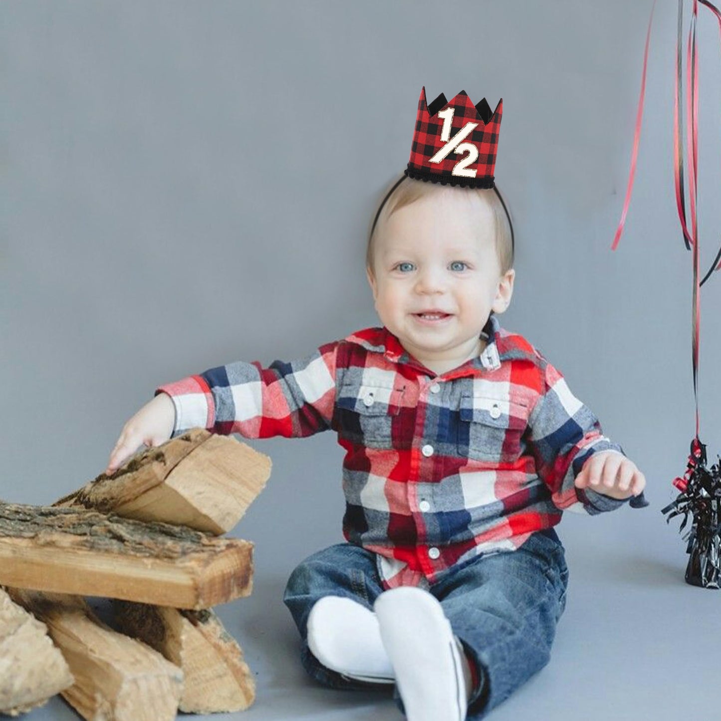Simple Half Birthday Party Crown - Classic 1/2 Birthday Hat for Six Months Celebration,Unisex Photo Prop&Decorations
