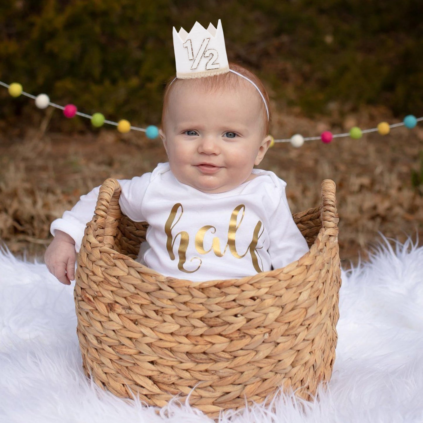 Simple Half Birthday Party Crown - Classic 1/2 Birthday Hat for Six Months Celebration,Unisex Photo Prop&Decorations
