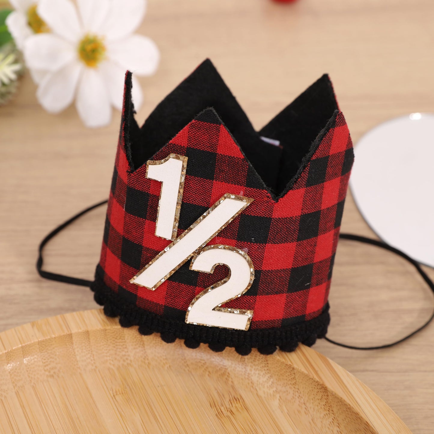 Simple Half Birthday Party Crown - Classic 1/2 Birthday Hat for Six Months Celebration,Unisex Photo Prop&Decorations