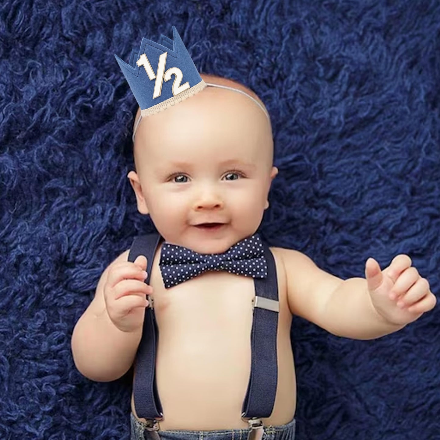 Simple Half Birthday Party Crown - Classic 1/2 Birthday Hat for Six Months Celebration,Unisex Photo Prop&Decorations