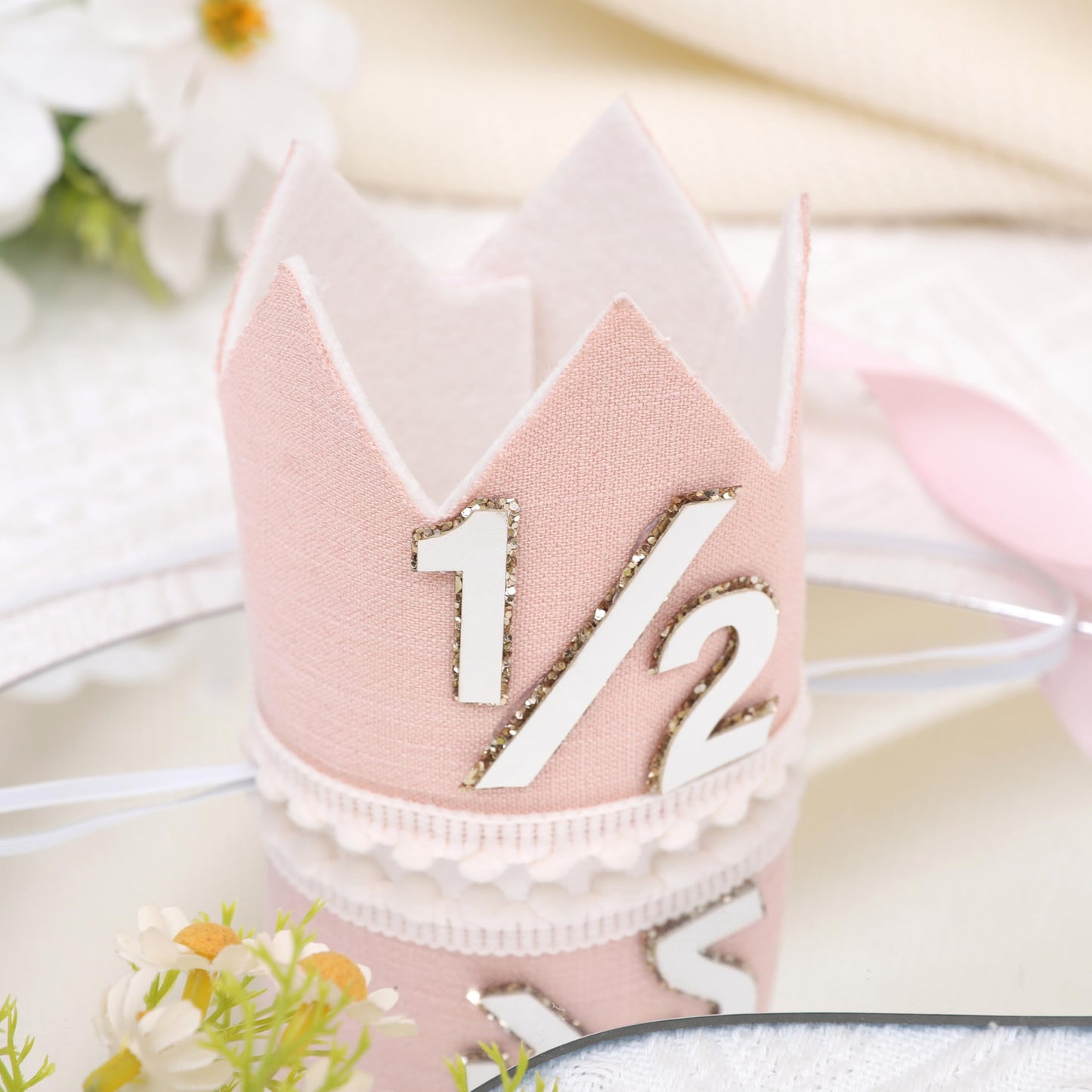 Simple Half Birthday Party Crown - Classic 1/2 Birthday Hat for Six Months Celebration,Unisex Photo Prop&Decorations