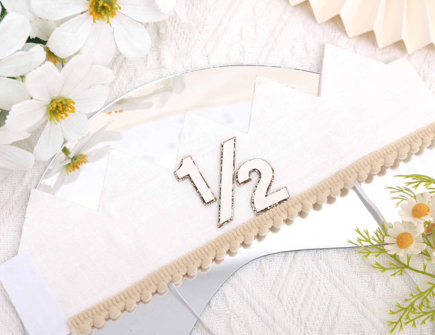 Simple Half Birthday Party Crown - Classic 1/2 Birthday Hat for Six Months Celebration,Unisex Photo Prop&Decorations