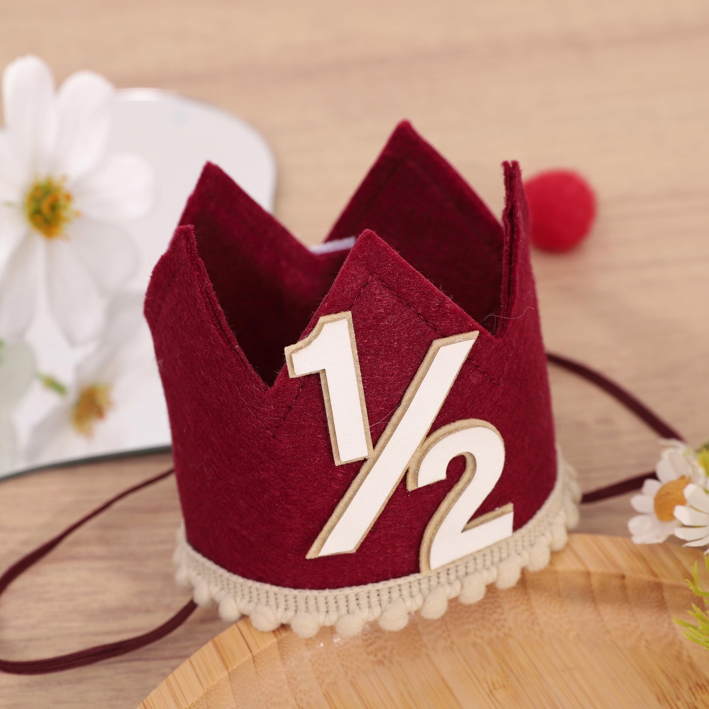 Simple Half Birthday Party Crown - Classic 1/2 Birthday Hat for Six Months Celebration,Unisex Photo Prop&Decorations