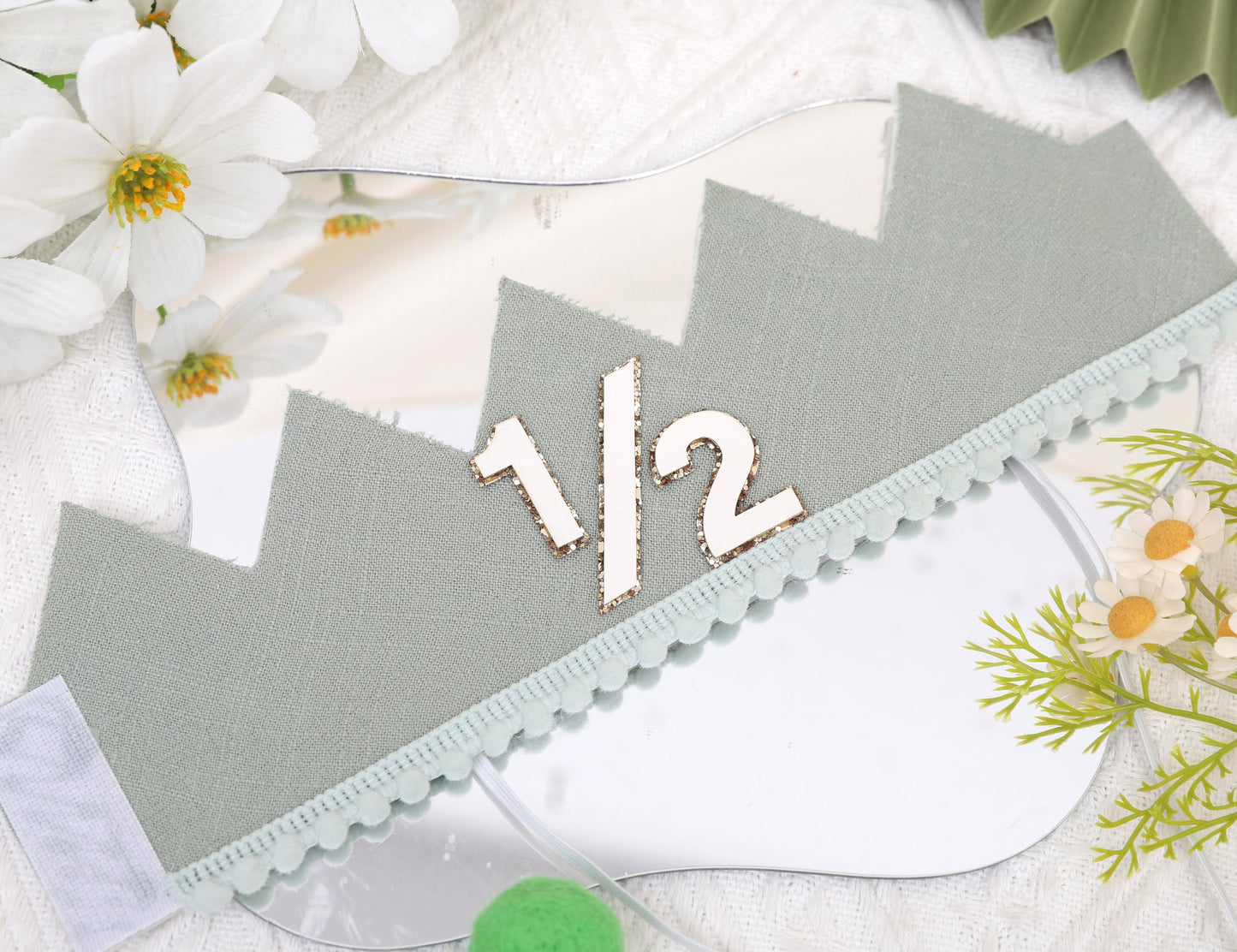 Simple Half Birthday Party Crown - Classic 1/2 Birthday Hat for Six Months Celebration,Unisex Photo Prop&Decorations