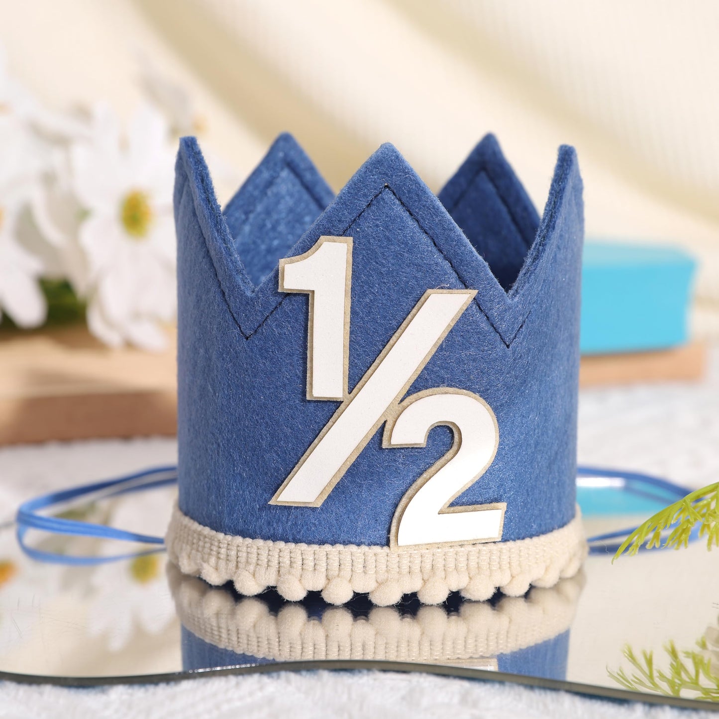 Simple Half Birthday Party Crown - Classic 1/2 Birthday Hat for Six Months Celebration,Unisex Photo Prop&Decorations