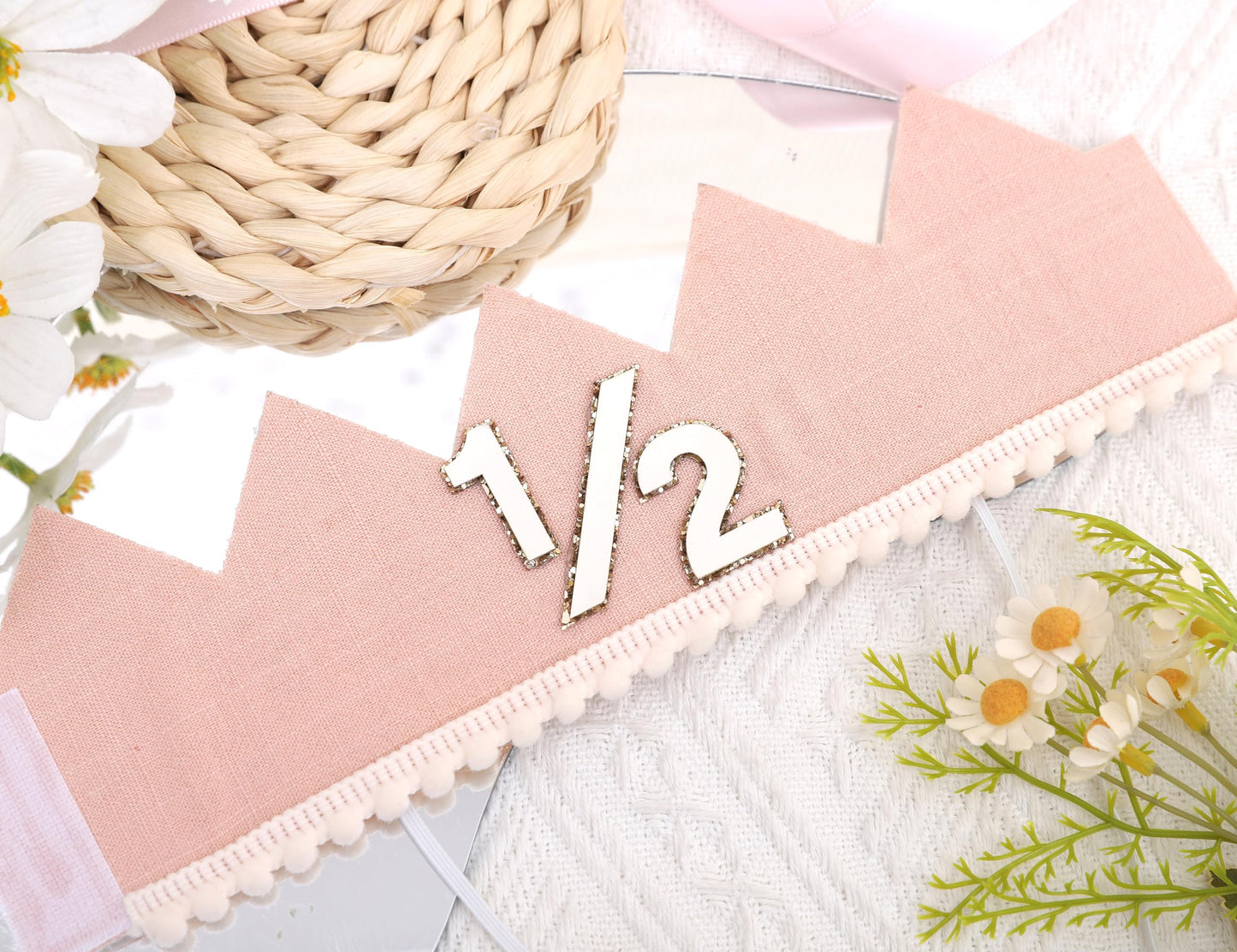 Simple Half Birthday Party Crown - Classic 1/2 Birthday Hat for Six Months Celebration,Unisex Photo Prop&Decorations