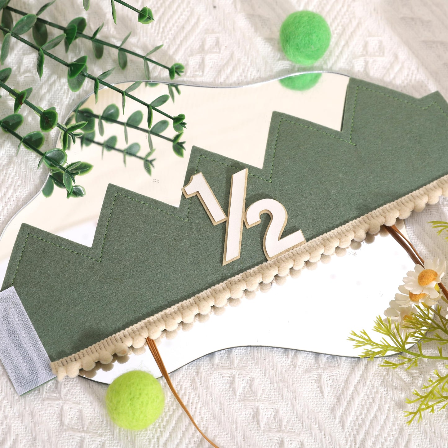 Simple Half Birthday Party Crown - Classic 1/2 Birthday Hat for Six Months Celebration,Unisex Photo Prop&Decorations