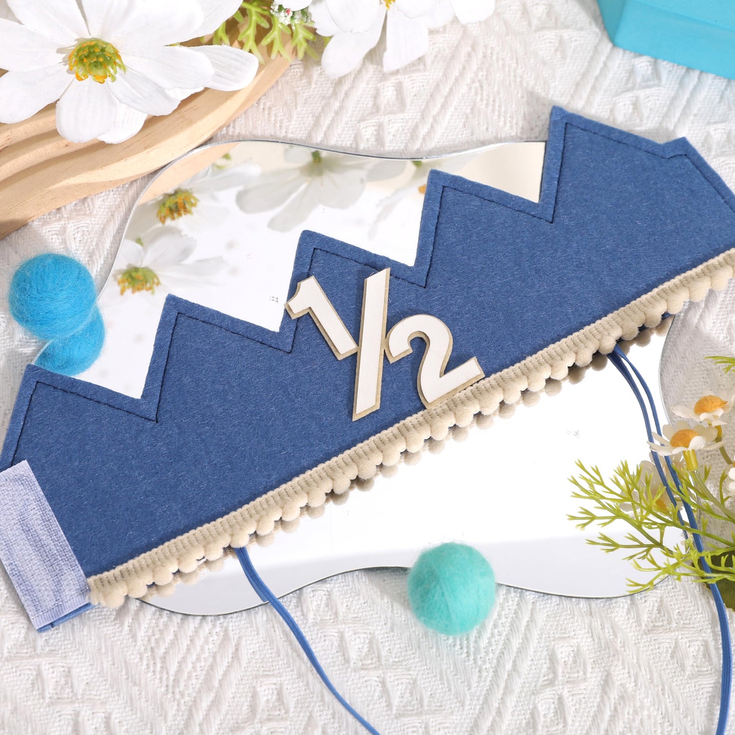 Simple Half Birthday Party Crown - Classic 1/2 Birthday Hat for Six Months Celebration,Unisex Photo Prop&Decorations